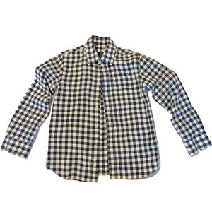 Eland Boys Button Up Navy Checkered Dress Shirt, Size 7.